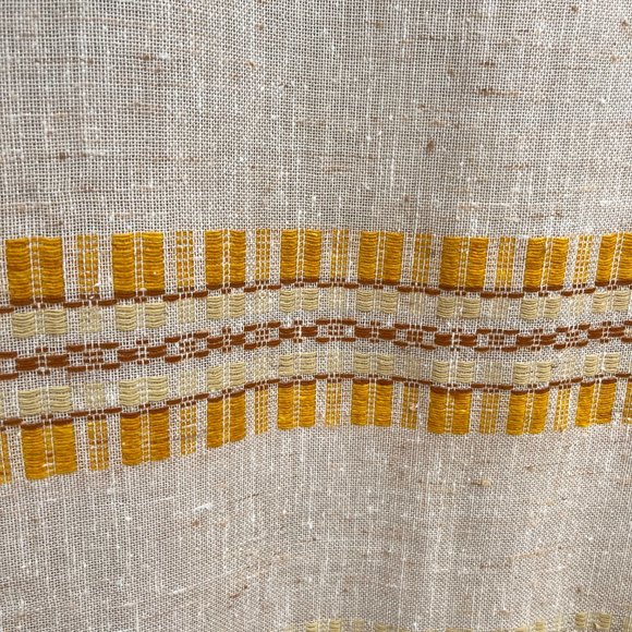 PAIR of Curtain Panels MCM HAND-WOVEN Wool Yellow/Rust/Cream Scandinavia Simple - Picture 4 of 16